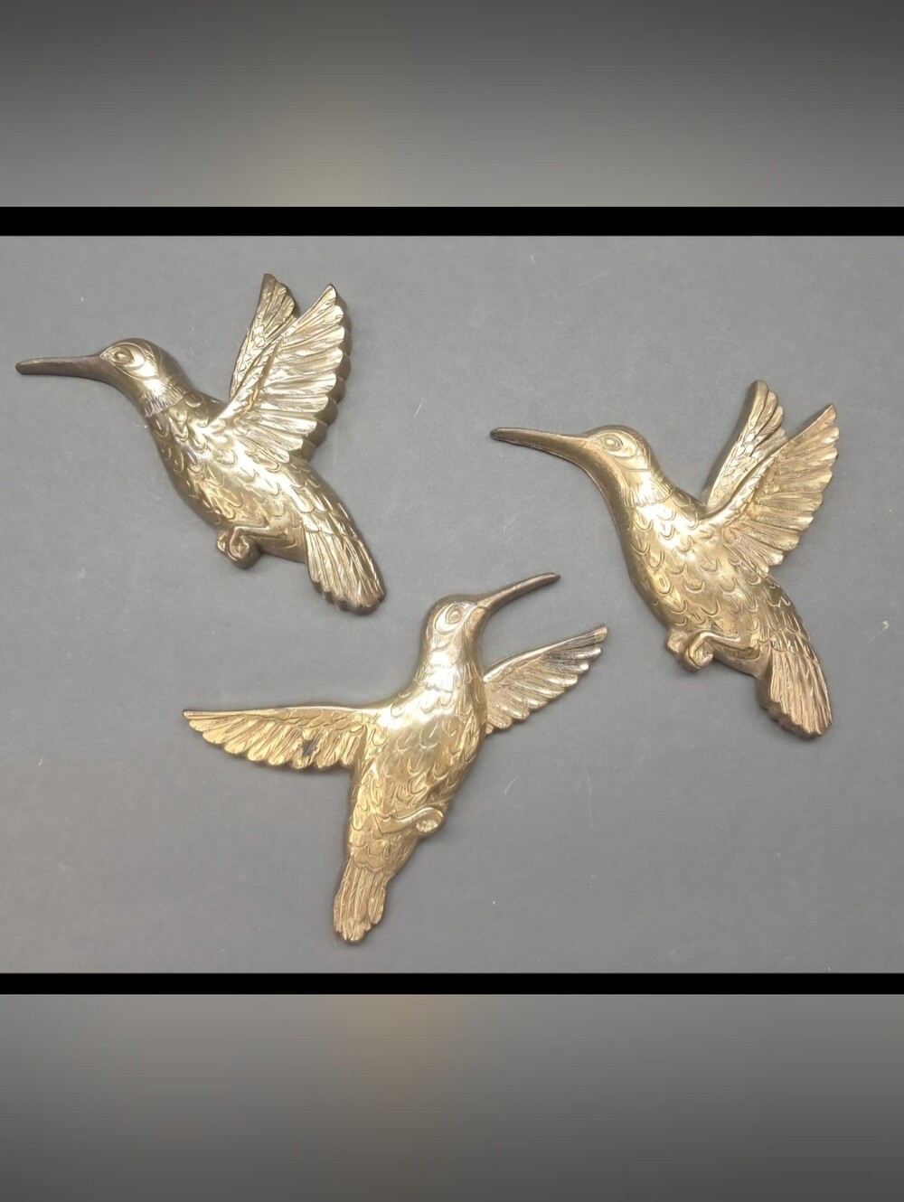 Vintage Homco Gold Hummingbird Wall Plaques Set of 3